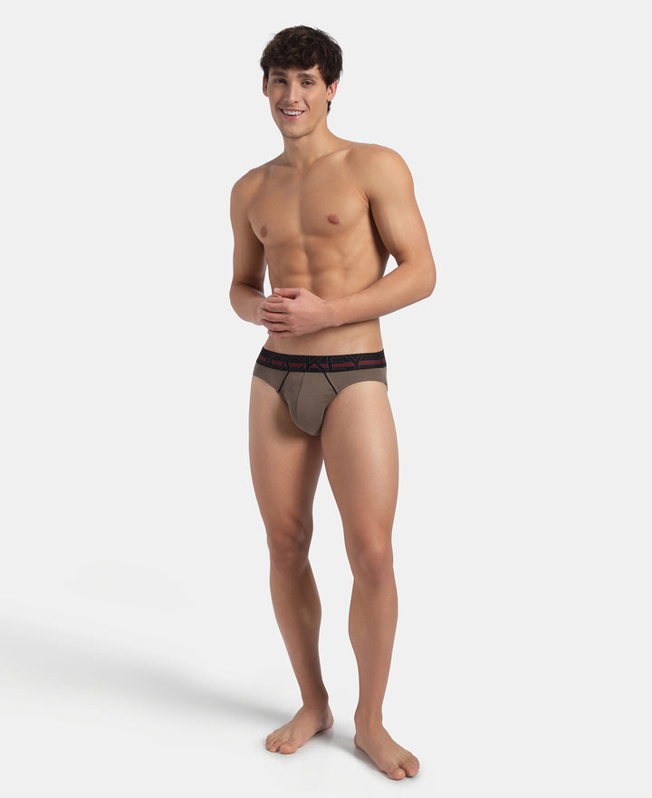Super Combed Cotton Rib Solid Brief with Ultrasoft Waistband - Dark Khaki (Pack of 2)