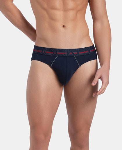 Super Combed Cotton Rib Solid Brief with Ultrasoft Waistband - Navy