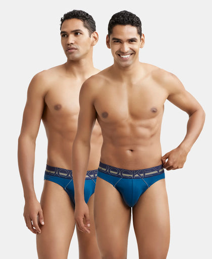 Super Combed Cotton Rib Solid Brief with Ultrasoft Waistband - Poseidon (Pack of 2)