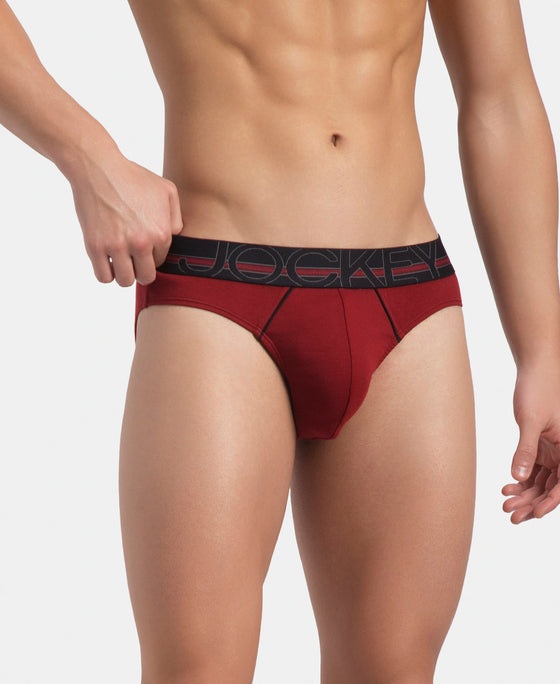 Super Combed Cotton Rib Solid Brief with Ultrasoft Waistband - Sundried Tomato