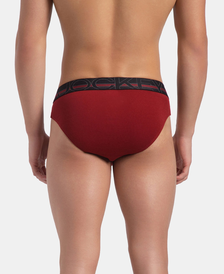 Super Combed Cotton Rib Solid Brief with Ultrasoft Waistband - Sundried Tomato (Pack of 2)