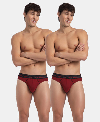 Super Combed Cotton Rib Solid Brief with Ultrasoft Waistband - Sundried Tomato (Pack of 2)
