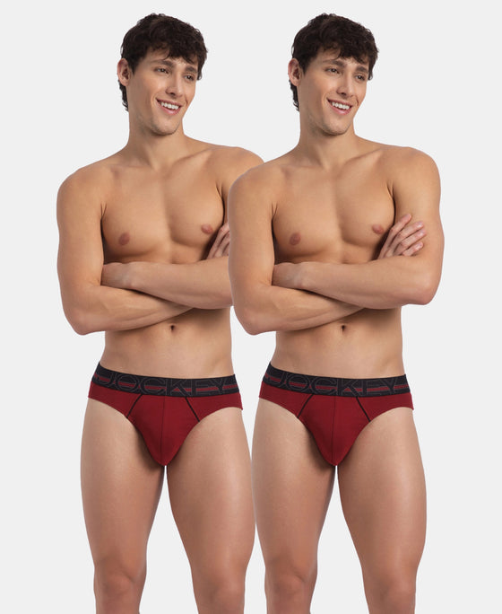Super Combed Cotton Rib Solid Brief with Ultrasoft Waistband - Sundried Tomato (Pack of 2)