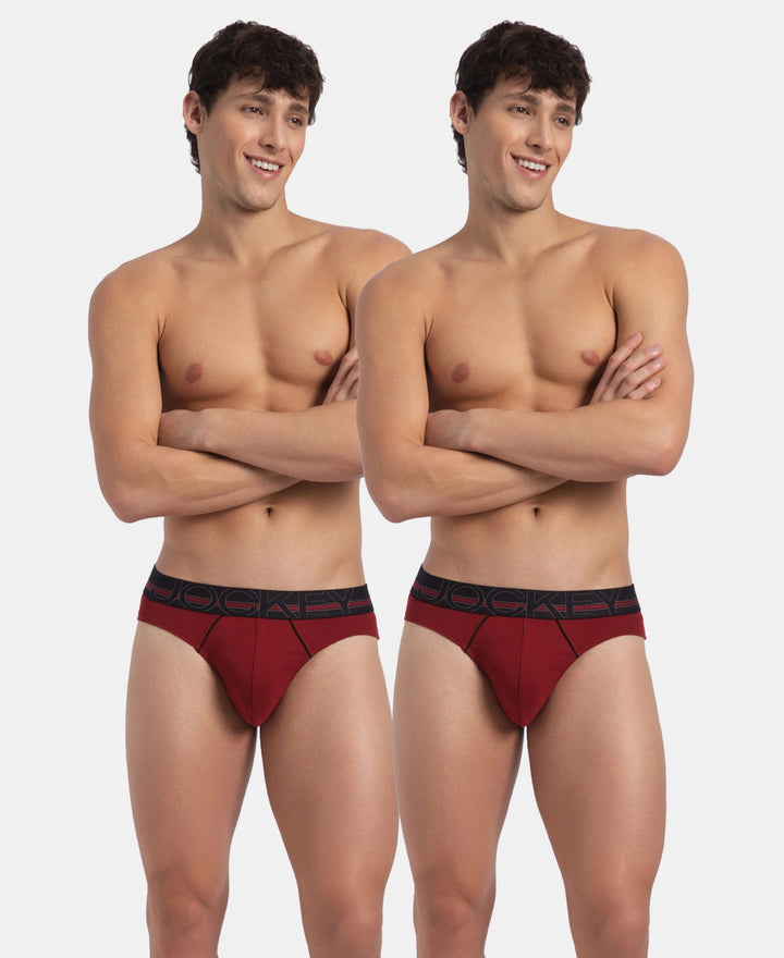 Super Combed Cotton Rib Solid Brief with Ultrasoft Waistband - Sundried Tomato (Pack of 2)