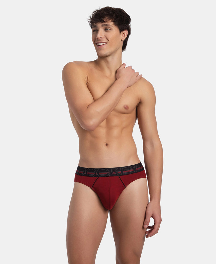 Super Combed Cotton Rib Solid Brief with Ultrasoft Waistband - Sundried Tomato (Pack of 2)