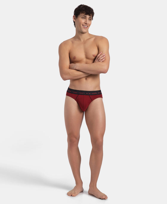 Super Combed Cotton Rib Solid Brief with Ultrasoft Waistband - Sundried Tomato (Pack of 2)