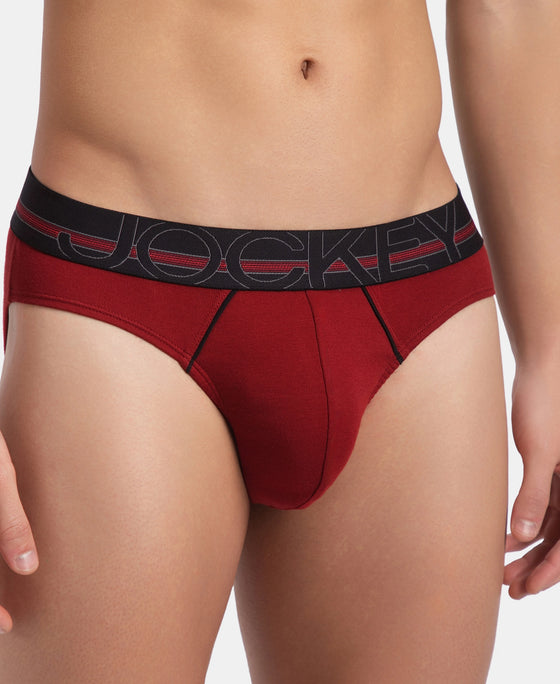 Super Combed Cotton Rib Solid Brief with Ultrasoft Waistband - Sundried Tomato (Pack of 2)