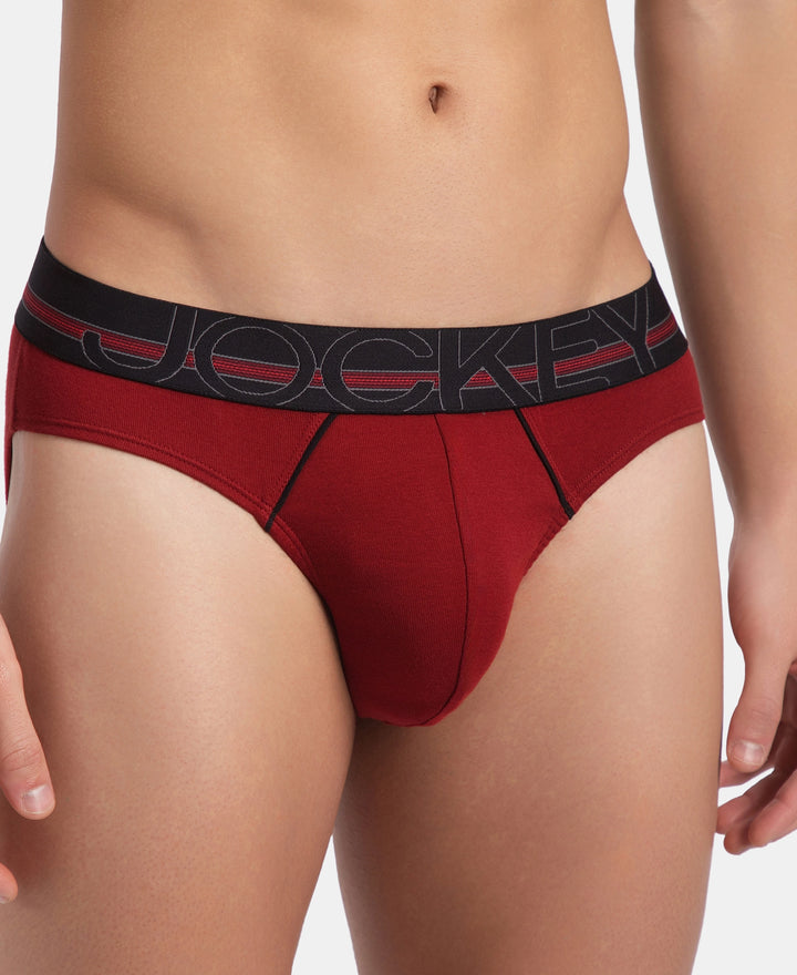 Super Combed Cotton Rib Solid Brief with Ultrasoft Waistband - Sundried Tomato (Pack of 2)