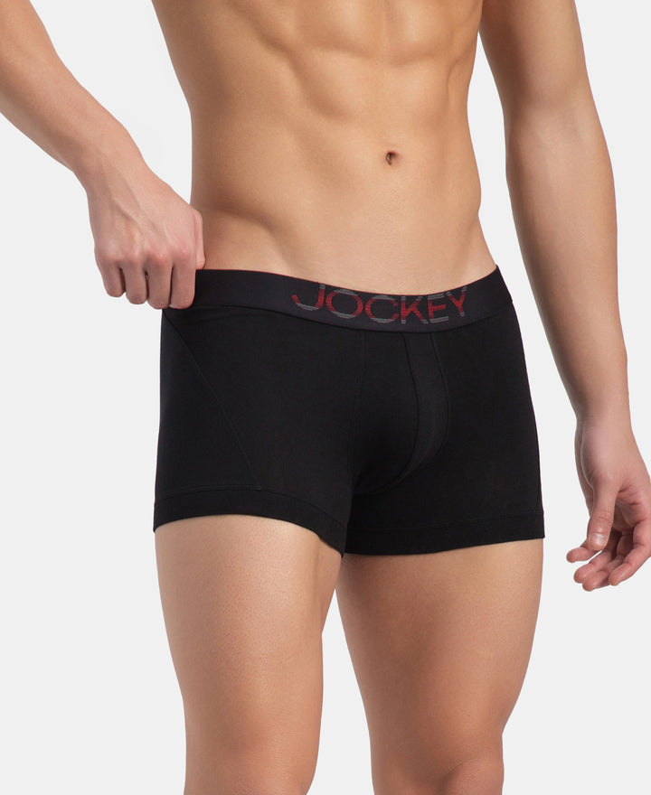 Super Combed Cotton Elastane Stretch Solid Trunk with Ultrasoft Waistband - Black