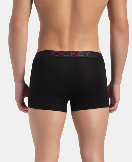 Super Combed Cotton Elastane Stretch Solid Trunk with Ultrasoft Waistband - Black