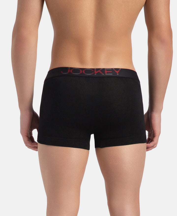Super Combed Cotton Elastane Stretch Solid Trunk with Ultrasoft Waistband - Black