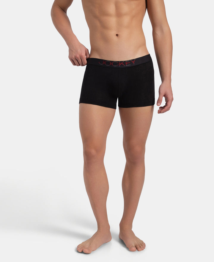 Super Combed Cotton Elastane Stretch Solid Trunk with Ultrasoft Waistband - Black