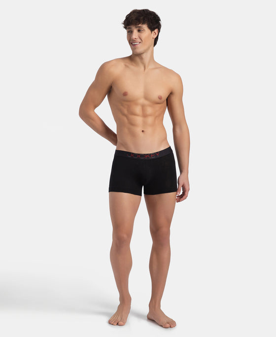 Super Combed Cotton Elastane Stretch Solid Trunk with Ultrasoft Waistband - Black