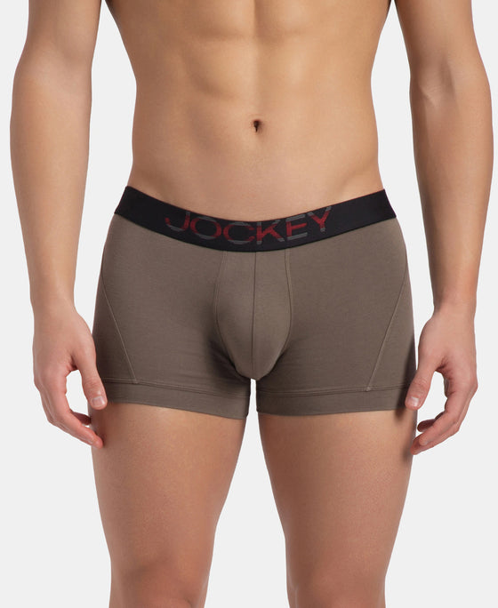 Super Combed Cotton Elastane Stretch Solid Trunk with Ultrasoft Waistband - Dark Khaki