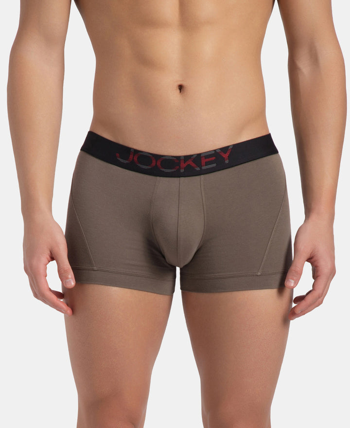 Super Combed Cotton Elastane Stretch Solid Trunk with Ultrasoft Waistband - Dark Khaki