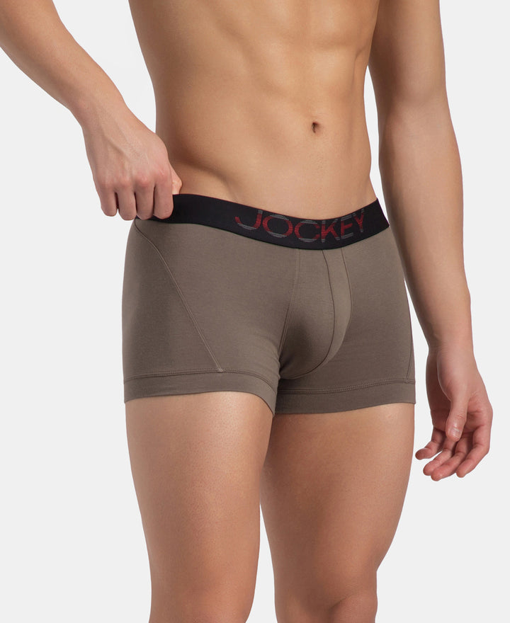Super Combed Cotton Elastane Stretch Solid Trunk with Ultrasoft Waistband - Dark Khaki