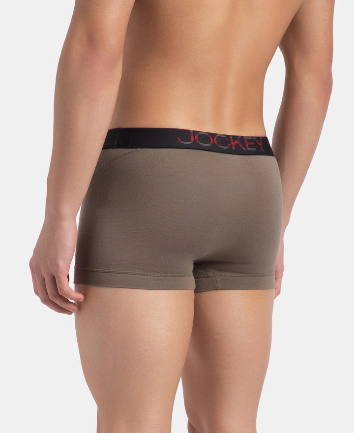 Super Combed Cotton Elastane Stretch Solid Trunk with Ultrasoft Waistband - Dark Khaki