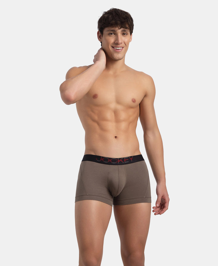 Super Combed Cotton Elastane Stretch Solid Trunk with Ultrasoft Waistband - Dark Khaki