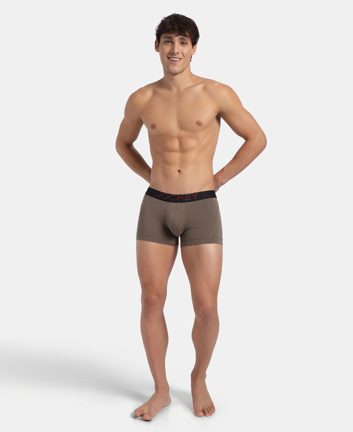 Super Combed Cotton Elastane Stretch Solid Trunk with Ultrasoft Waistband - Dark Khaki