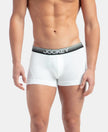 Super Combed Cotton Elastane Stretch Solid Trunk with Ultrasoft Waistband - White