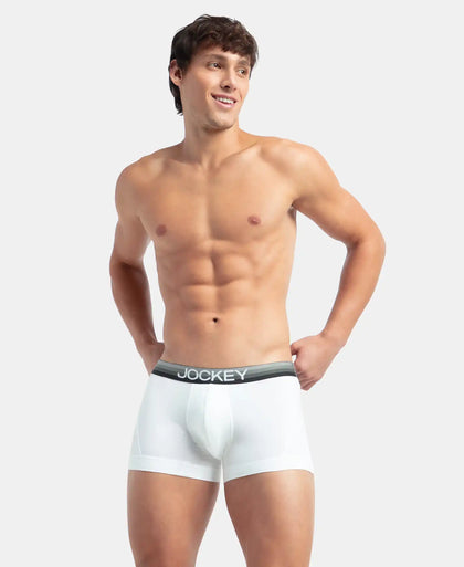 Super Combed Cotton Elastane Stretch Solid Trunk with Ultrasoft Waistband - White