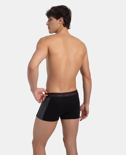 Super Combed Cotton Elastane Stretch Solid Trunk with Ultrasoft Waistband - Black