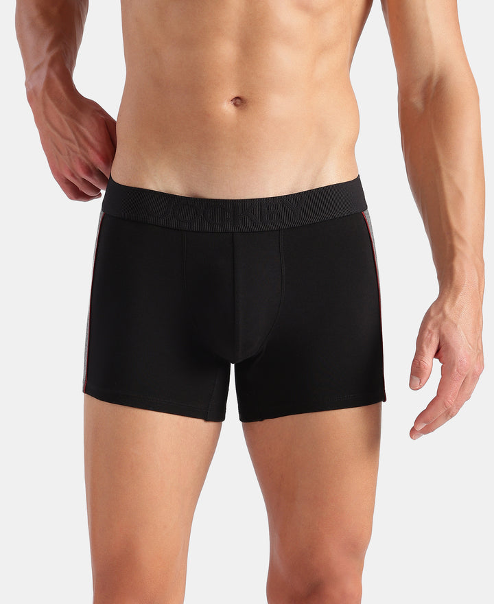 Super Combed Cotton Elastane Stretch Solid Trunk with Ultrasoft Waistband - New Black