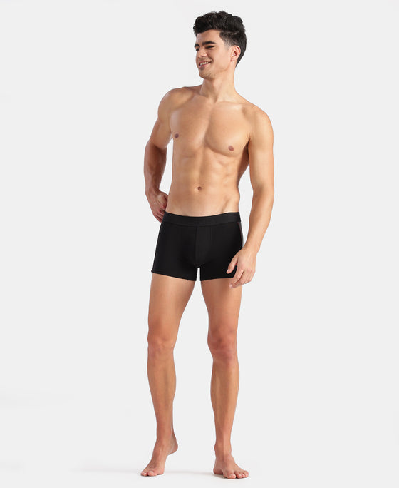 Super Combed Cotton Elastane Stretch Solid Trunk with Ultrasoft Waistband - New Black