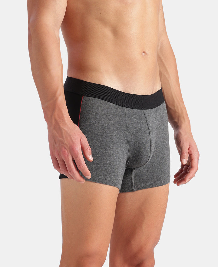 Super Combed Cotton Elastane Stretch Solid Trunk with Ultrasoft Waistband - Charcoal Melange