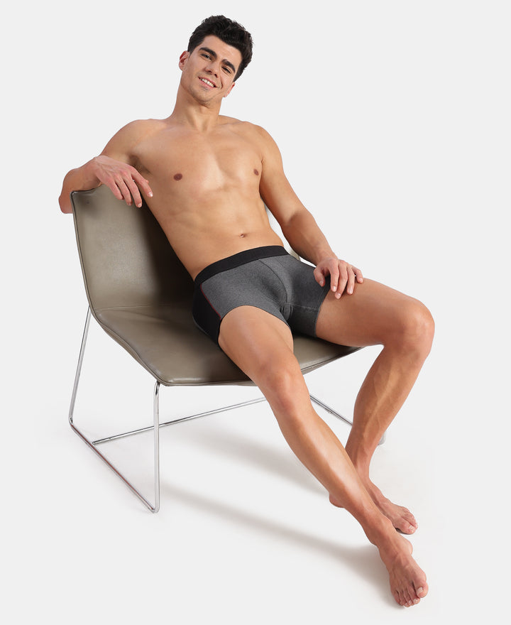 Super Combed Cotton Elastane Stretch Solid Trunk with Ultrasoft Waistband - Charcoal Melange