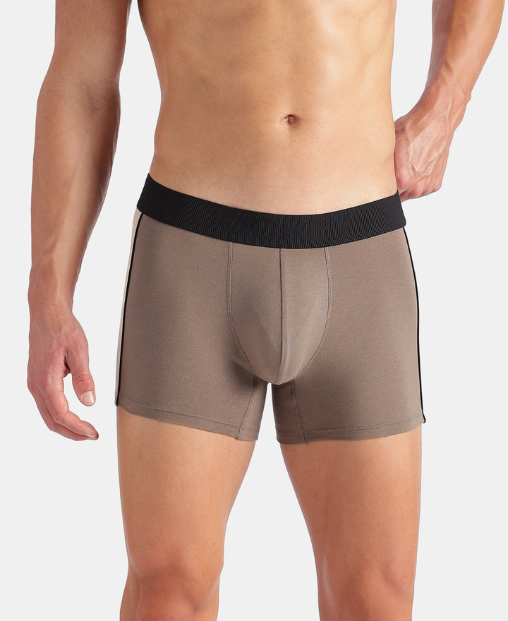 Super Combed Cotton Elastane Stretch Solid Trunk with Ultrasoft Waistband - Dark Khaki