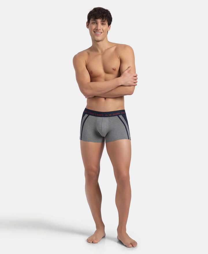 Super Combed Cotton Elastane Stretch Solid Trunk with Ultrasoft Waistband - Mid Grey Melange