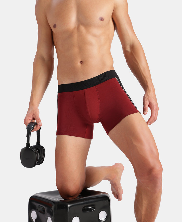 Super Combed Cotton Elastane Stretch Solid Trunk with Ultrasoft Waistband - Red