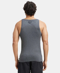 Super Combed Cotton Rib Square Neck Gym Vest - Charcoal Melange (Pack of 2)-3