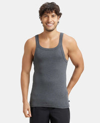 Super Combed Cotton Rib Square Neck Gym Vest - Charcoal Melange (Pack of 2)-5