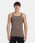 Super Combed Cotton Rib Square Neck Gym Vest - Dark Khaki