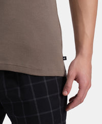 Super Combed Cotton Rib Square Neck Gym Vest - Dark Khaki
