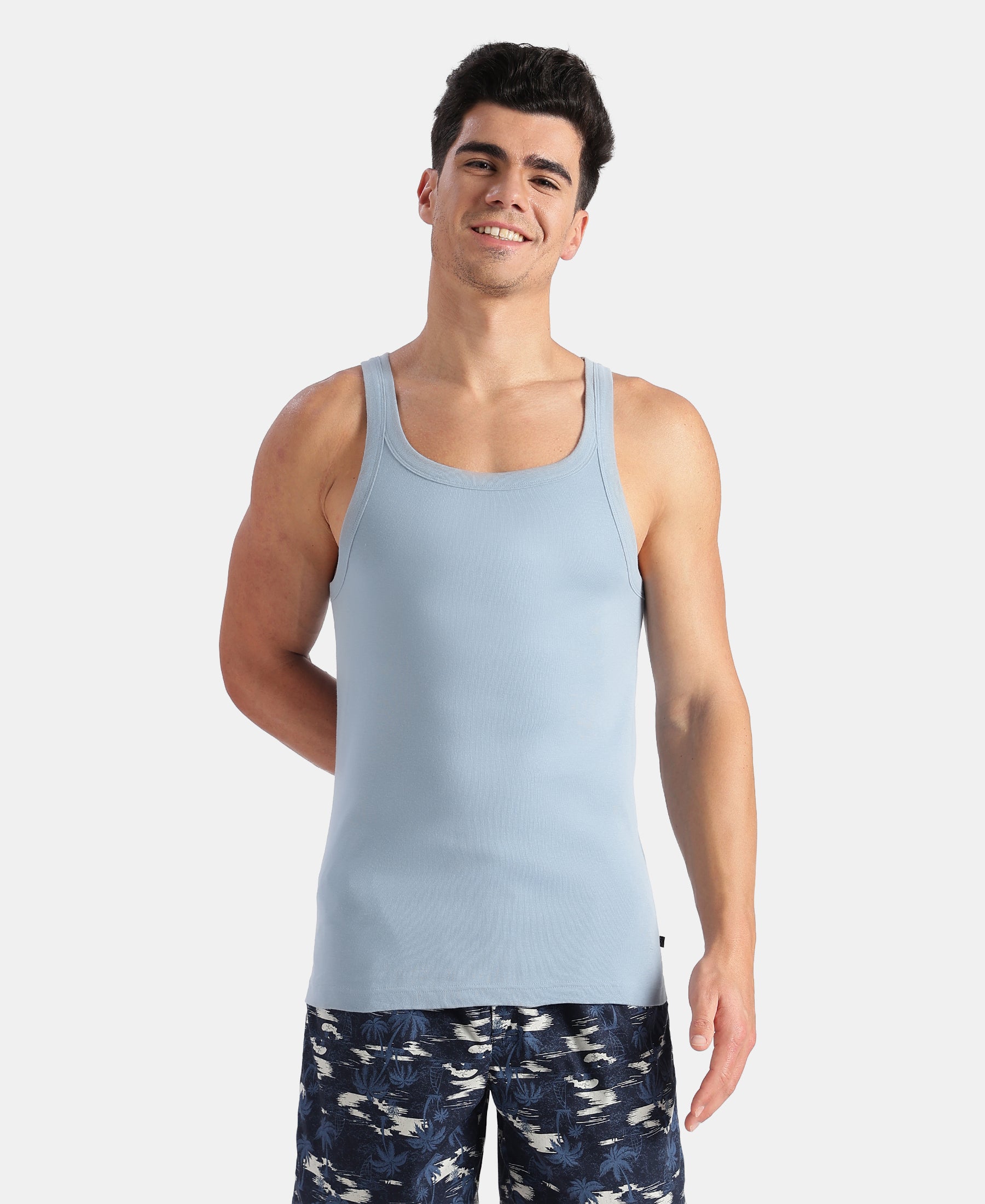 Gym Vest Rib Machine Buy Super Combed Cotton Rib Square Neck Gym Vest - Faded Denim US26 ...