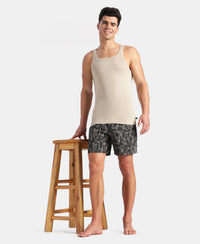 Super Combed Cotton Rib Square Neck Gym Vest - Plaza Taupe