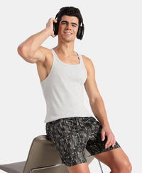 Super Combed Cotton Rib Square Neck Gym Vest - Steel Grey Melange