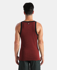 Super Combed Cotton Rib Square Neck Gym Vest - Pomegranate Melange