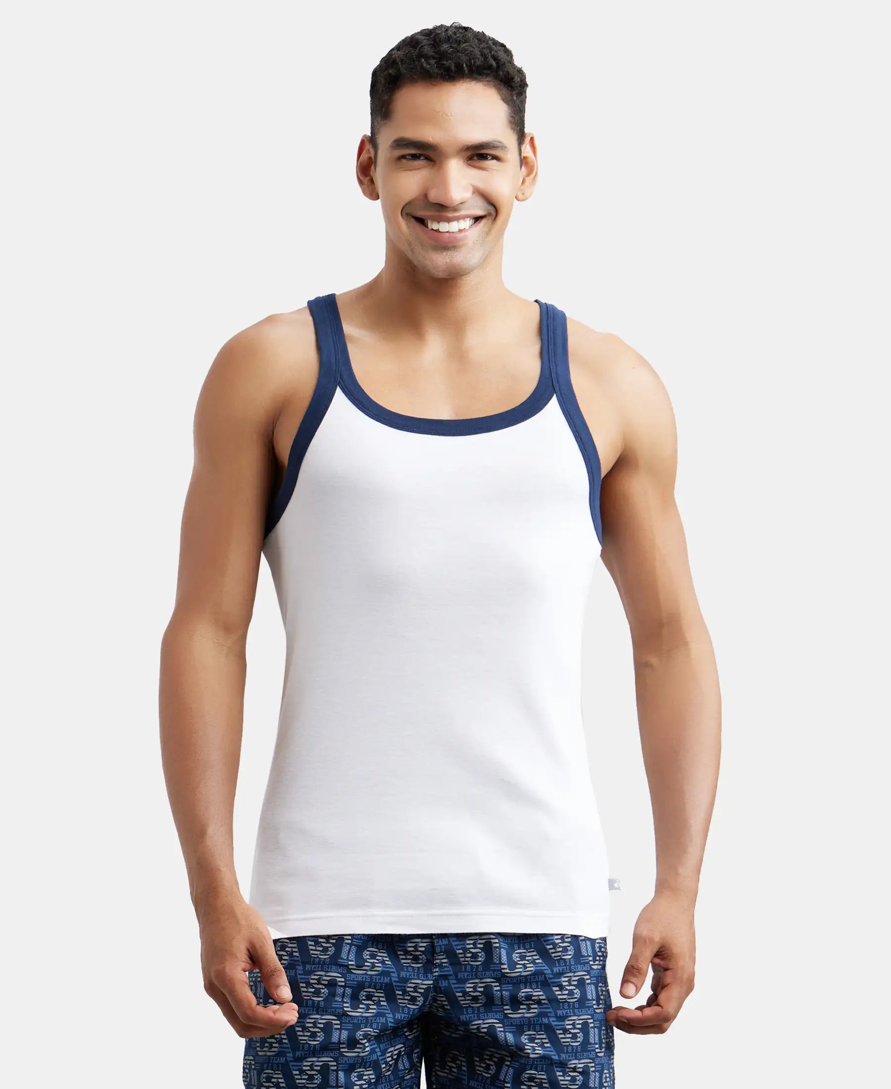 Gym Vest Rib Machine Buy Super Combed Cotton Rib Square Neck Gym Vest - White & Navy US27 ...