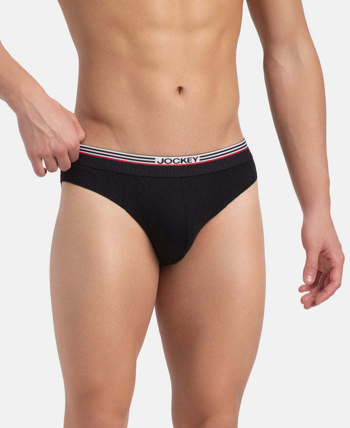Super Combed Cotton Solid Brief with Ultrasoft Waistband - New Black