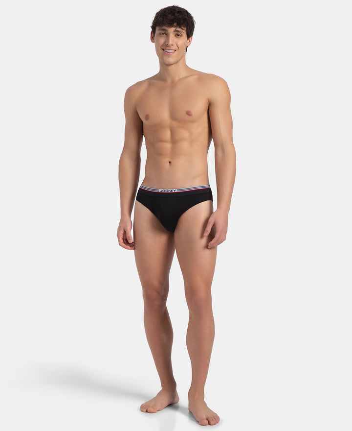 Super Combed Cotton Solid Brief with Ultrasoft Waistband - New Black