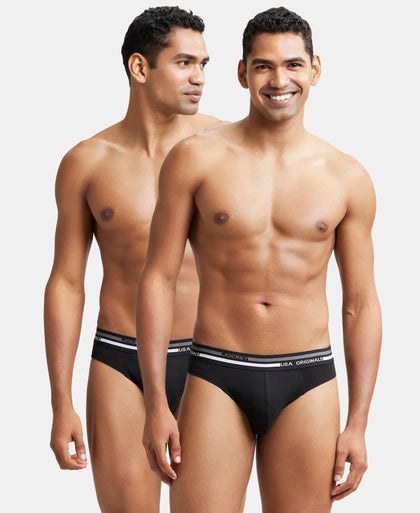 Super Combed Cotton Solid Brief with Ultrasoft Waistband - Black (Pack of 2)