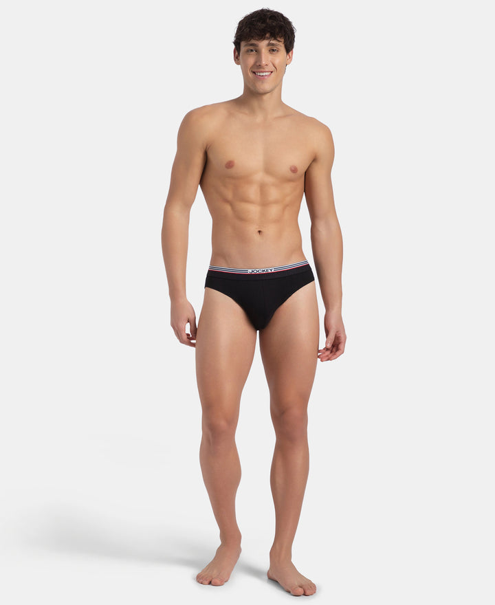 Super Combed Cotton Solid Brief with Ultrasoft Waistband - New Black (Pack of 2)