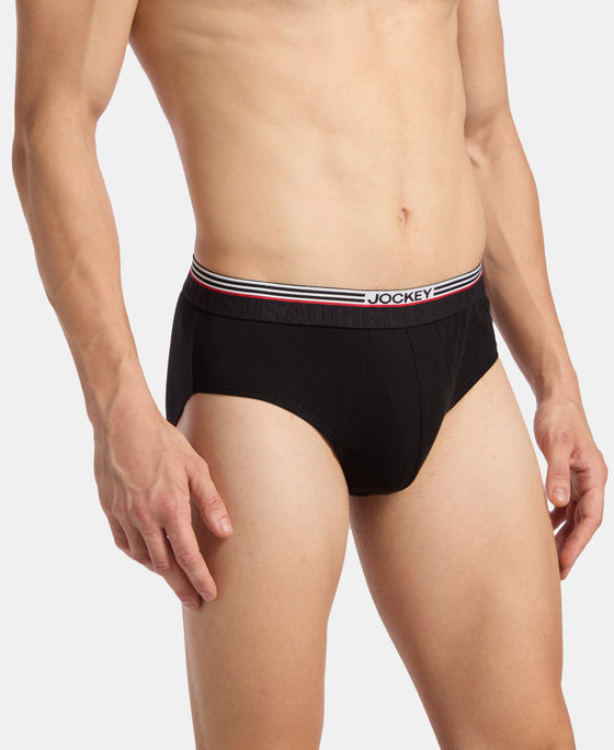 Super Combed Cotton Solid Brief with Ultrasoft Waistband - Black