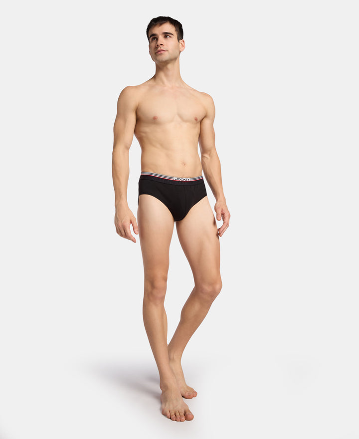 Super Combed Cotton Solid Brief with Ultrasoft Waistband - Black