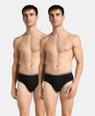 Super Combed Cotton Solid Brief with Ultrasoft Waistband - Black (Pack of 2)