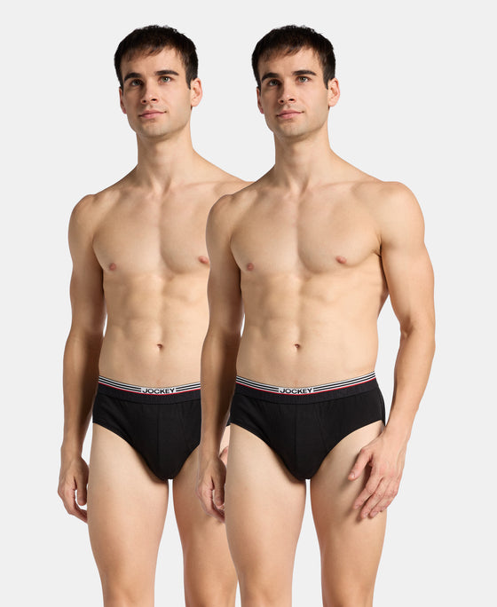 Super Combed Cotton Solid Brief with Ultrasoft Waistband - Black (Pack of 2)